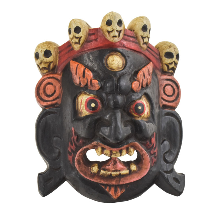 Dřevěná maska, Bhairab, ručně malovaný, 16cm