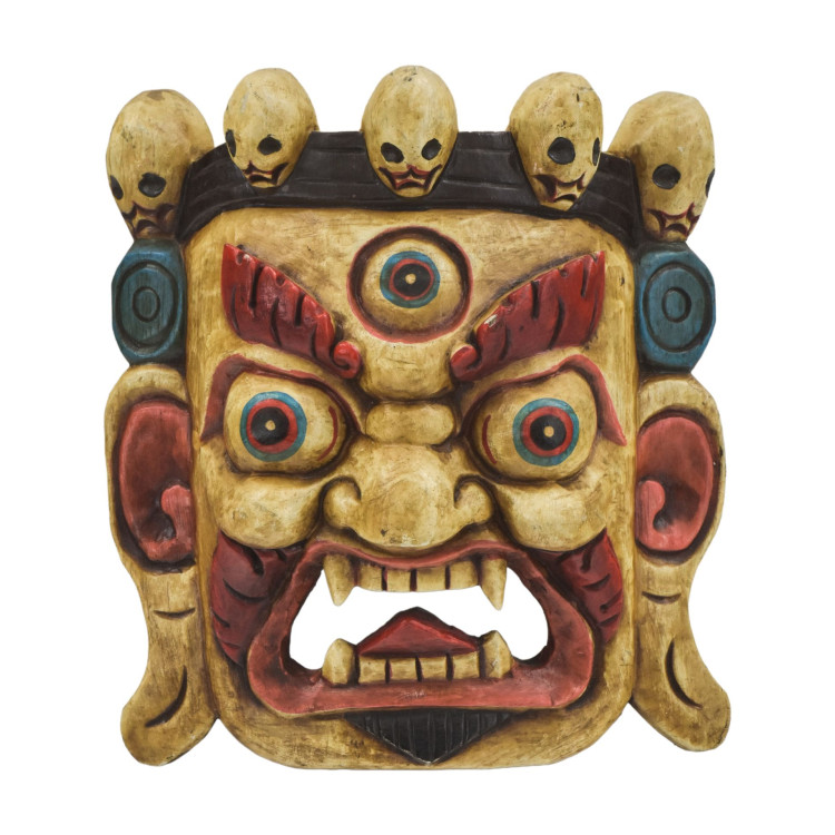 Dřevěná maska, Bhairab, ručně malovaný, 29cm