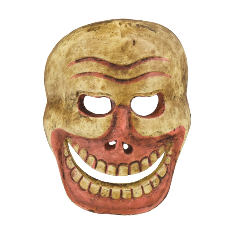 Dřevěná maska, "Laughing Scull", ručně malovaná, 25cm