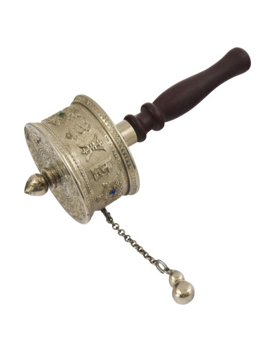 Ruční modlitební mlýnek zdobený mantrami a polodrahokamy,19cm