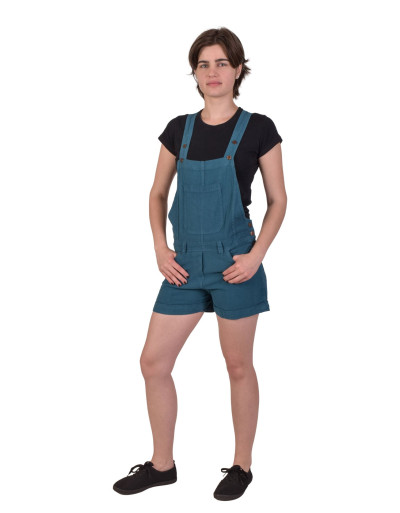 Kraťasy s laclem petrolejově modré, kapsy a knoflíčky