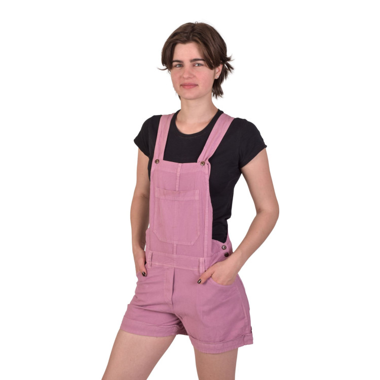 Kraťasy s laclem starorůžové, kapsy a knoflíčky
