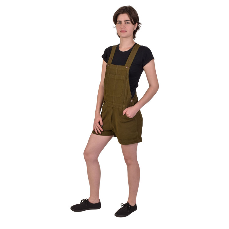 Kraťasy s laclem khaki zelené, kapsy a knoflíčky