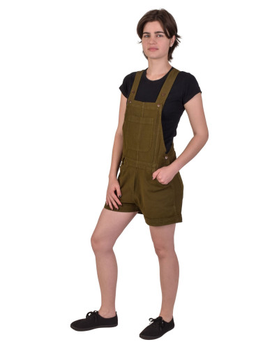 Kraťasy s laclem khaki zelené, kapsy a knoflíčky