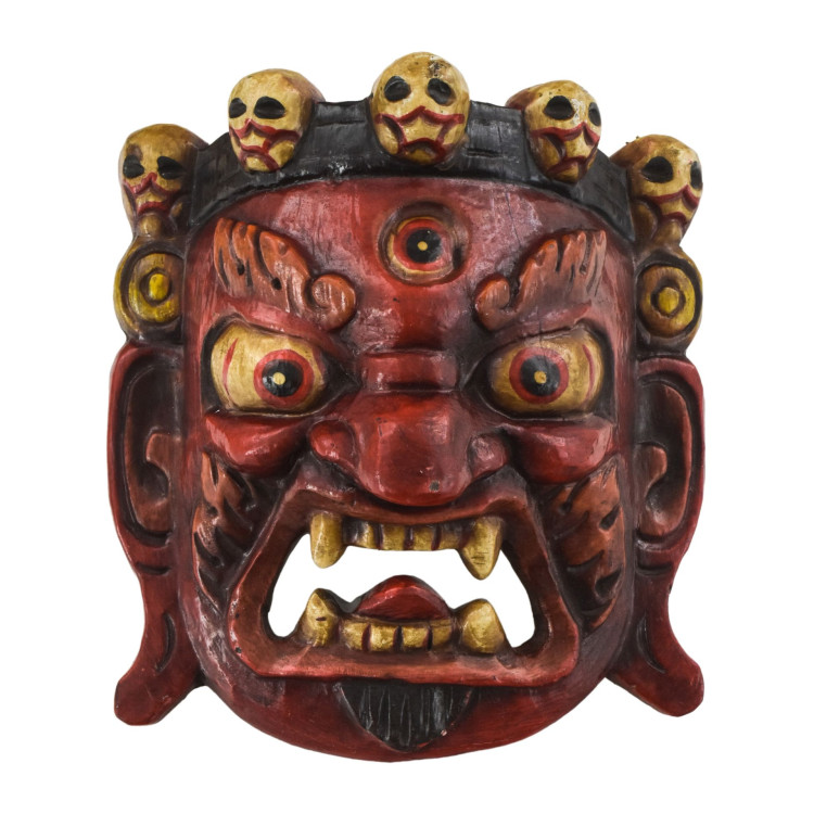 Dřevěná maska, Bhairab, ručně malovaný, 20cm