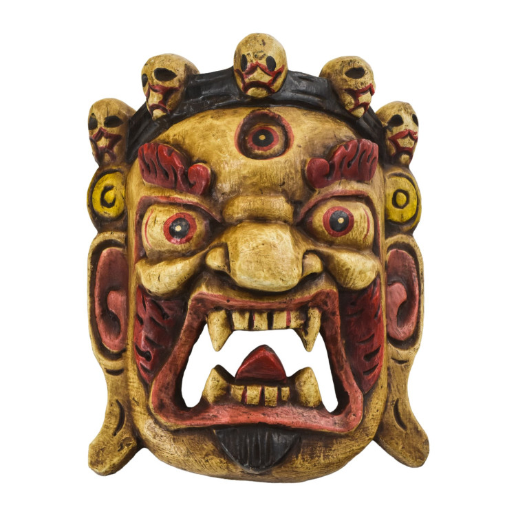 Dřevěná maska, Bhairab, ručně malovaný, 20cm
