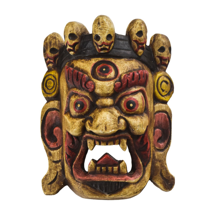 Dřevěná maska, Bhairab, ručně malovaný, 20cm