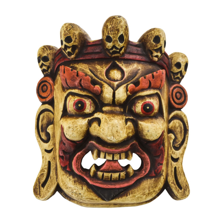 Dřevěná maska, Bhairab, ručně malovaný, 20cm