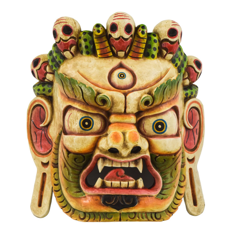 Dřevěná maska, Bhairab, ručně malovaný, 31cm