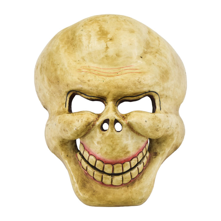 Dřevěná maska, "Laughing Scull", ručně malovaná, 32cm