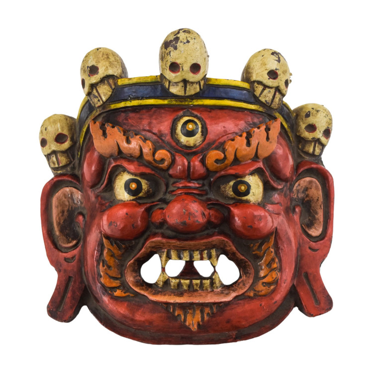 Maska Bhairab, ručně malovaná, 22cm