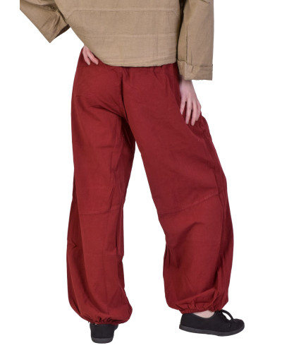 Unisex balonové kalhoty bavlněné, vínové, kapsy, guma a šňůrka v pase