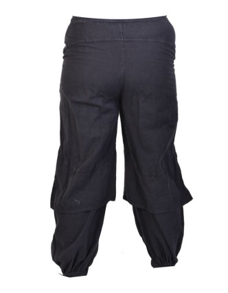 Černé unisex balonové kalhoty s kapsami, pružný pas