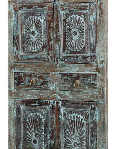 Skříň z teakového dřeva, ruční řezby, 90x40x185cm