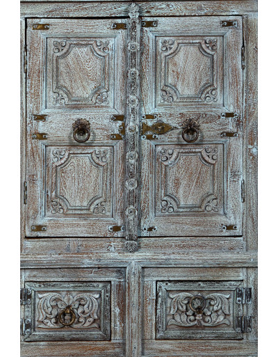 Skříň z teakového dřeva, ruční řezby, 70x40x109cm