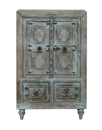 Skříň z teakového dřeva, ruční řezby, 70x40x109cm