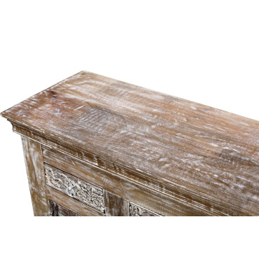 Komoda s vyřezávanými dvířky, z recyklovaného dřeva, 165x44x101cm