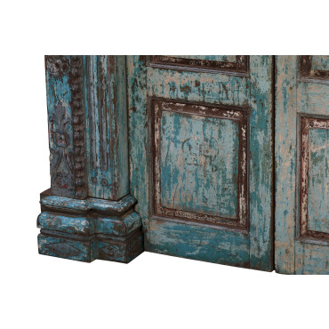 Starožitné dveře s rámem z Gujaratu, teakové dřevo, 157x53x210cm