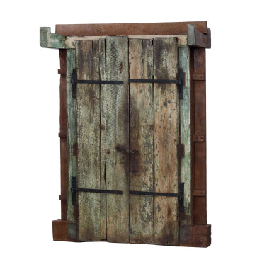 Starožitné dveře s rámem z Gujaratu, teakové dřevo, 157x53x210cm