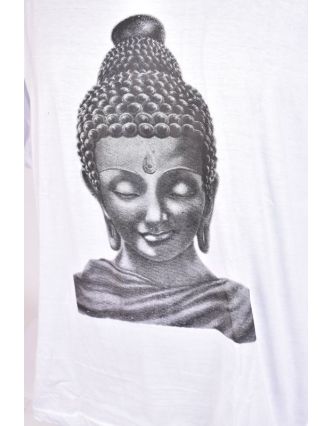 Bílé triko s krátkým rukávem, potisk Buddha