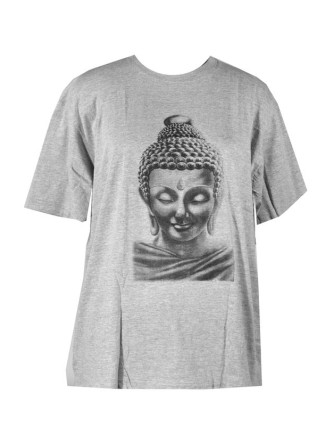 Šedé triko s krátkým rukávem, potisk Buddha