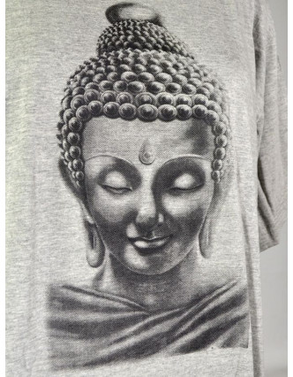 Šedé triko s krátkým rukávem, potisk Buddha