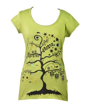 Zelené tričko s krátkým rukávem a černým potiskem "Tree" design