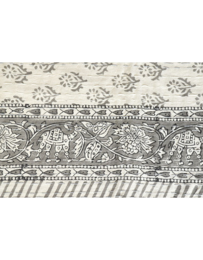 Přehoz na postel, dvojitý, prošívaný, ruční tisk, 218x256cm