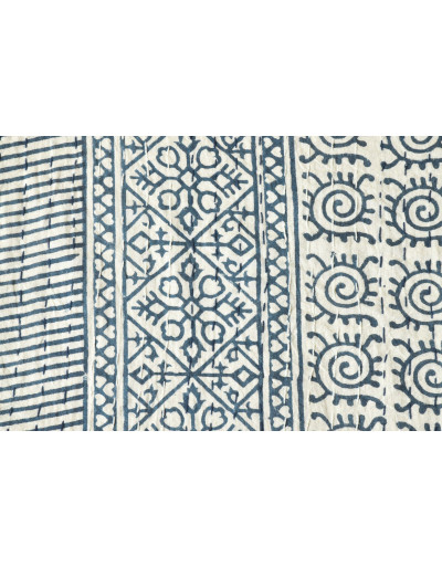 Přehoz na postel, dvojitý, prošívaný, ruční tisk, 224x254cm