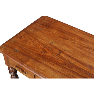 Starožitný psací stůl z teakového dřeva, 122x61x77cm