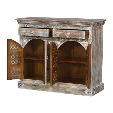 Komoda s ručně vyřezávanými dvířky, 115x46x97cm