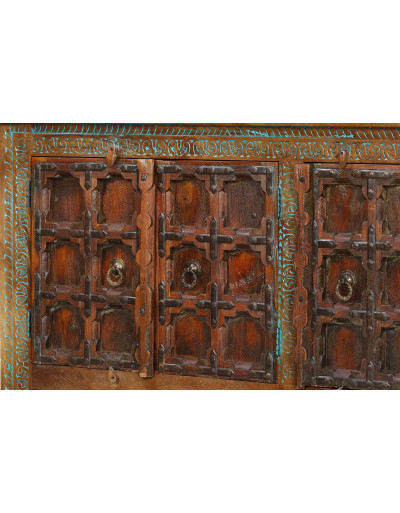 Komoda z mangového dřeva, ruční řezby, 158x45x91cm