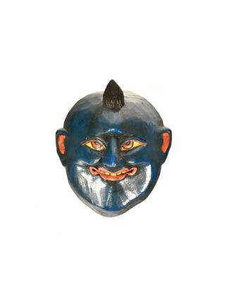 Dřevěná maska joker, tmavě modrá, 15x17cm