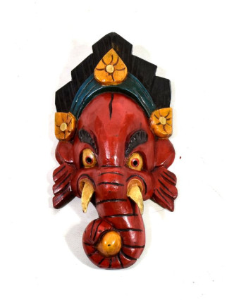 Dřevěná maska, "Ganéša", barevný, cca30x16cm