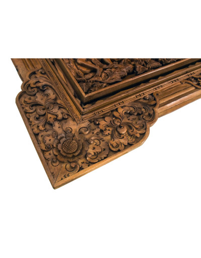 Dřevěný panel, výjev z Ramajány, 230x5x85cm