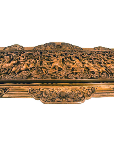 Dřevěný panel, výjev z Ramajány, 230x5x85cm
