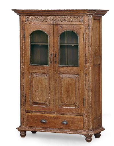 Prosklená skříňka z teakového dřeva, 116x49x163cm