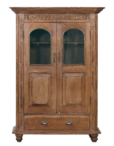 Prosklená skříňka z teakového dřeva, 116x49x163cm