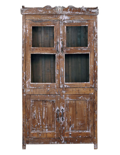 Prosklená skříňka z teakového dřeva, 85x47x155cm