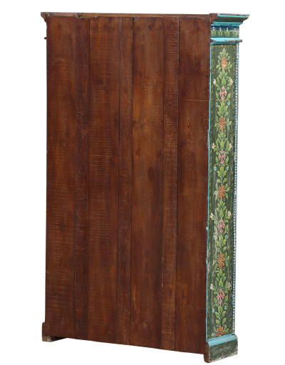 Starožitná skříň z teakového dřeva, ruční malby, 99x30x160cm