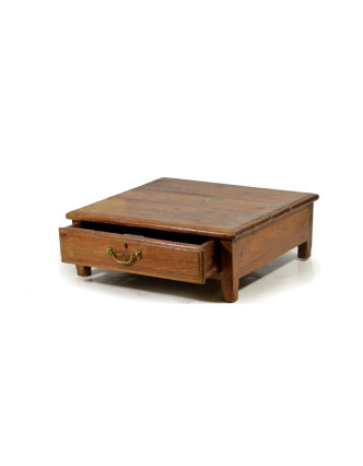 Odkládací stolek s šuplíkem z teakového dřeva, 59x54x21cm