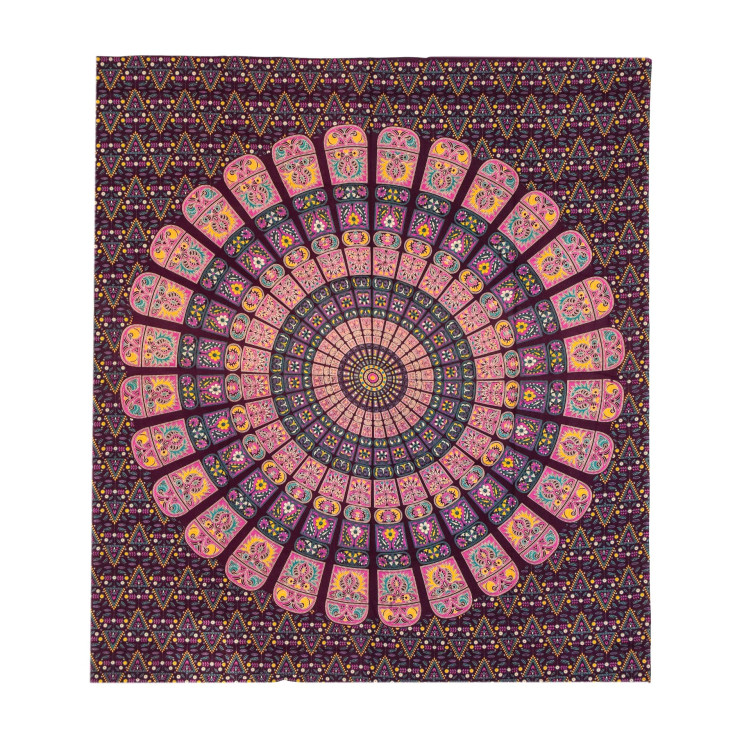Přehoz na postel, pestrobarevná mandala, 210x230cm