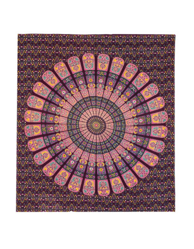 Přehoz na postel, pestrobarevná mandala, 210x230cm