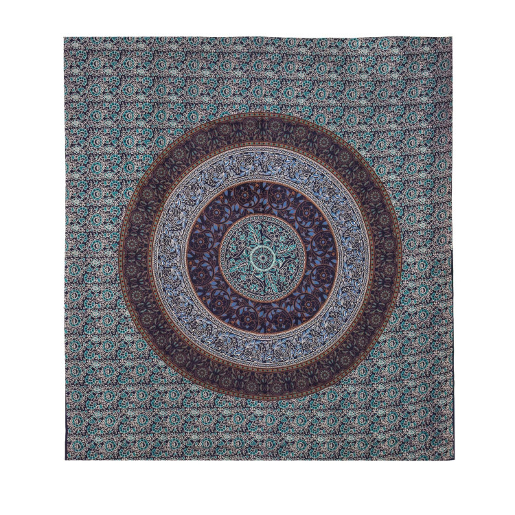 Přehoz na postel, pestrobarevná květinová mandala, 230x202cm