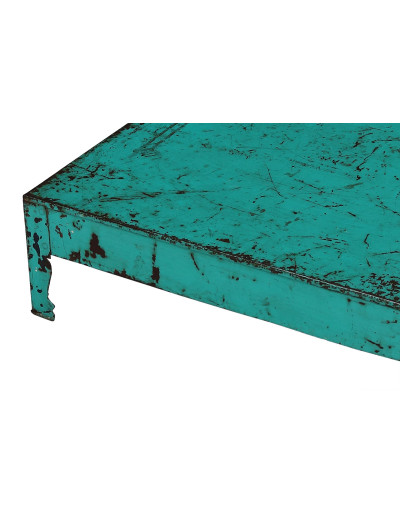 Čajový stolek, kovový, tyrkysová patina, 53x53x15cm