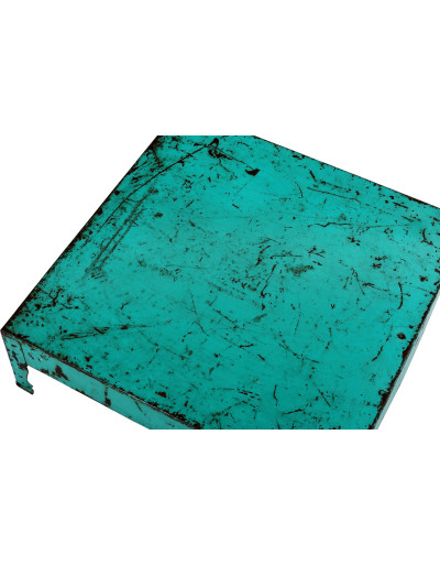 Čajový stolek, kovový, tyrkysová patina, 53x53x15cm