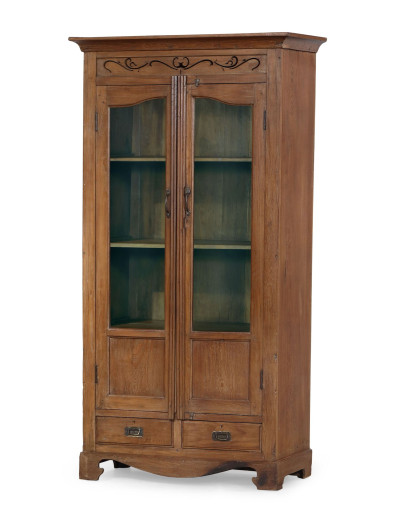 Prosklená skříň z teakového dřeva, 101x48x197cm