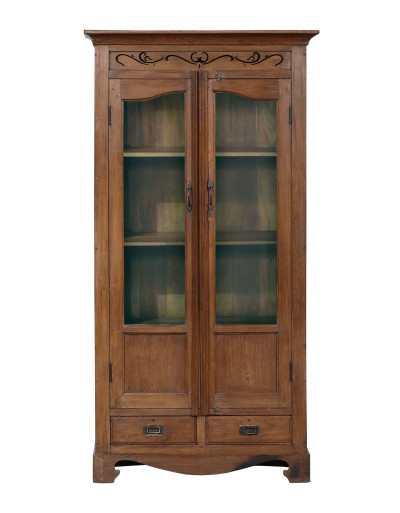 Prosklená skříň z teakového dřeva, 101x48x197cm