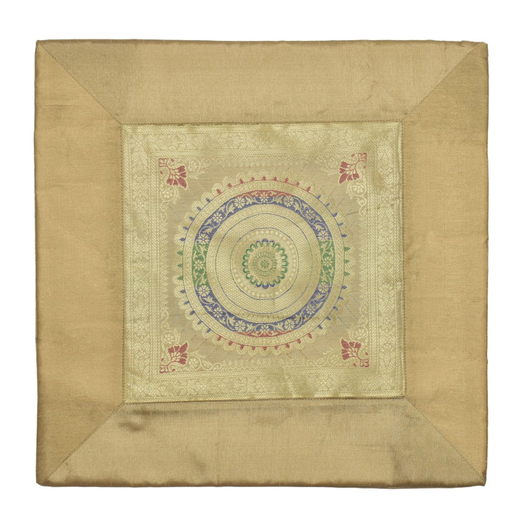Saténový povlak na polštář se zlatou výšivkou, zip, 40x40cm