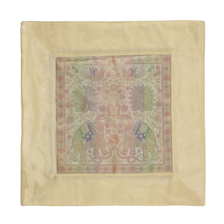 Saténový povlak na polštář se zlatou výšivkou, zip, 40x40cm